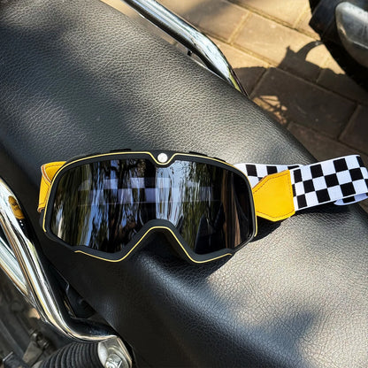 Motorcycle Glasses Windproof Motorcycle Helmet Glasses Sunglasses Retro Universal Leather Retro Motorcycle Accessories OL-G-Grey