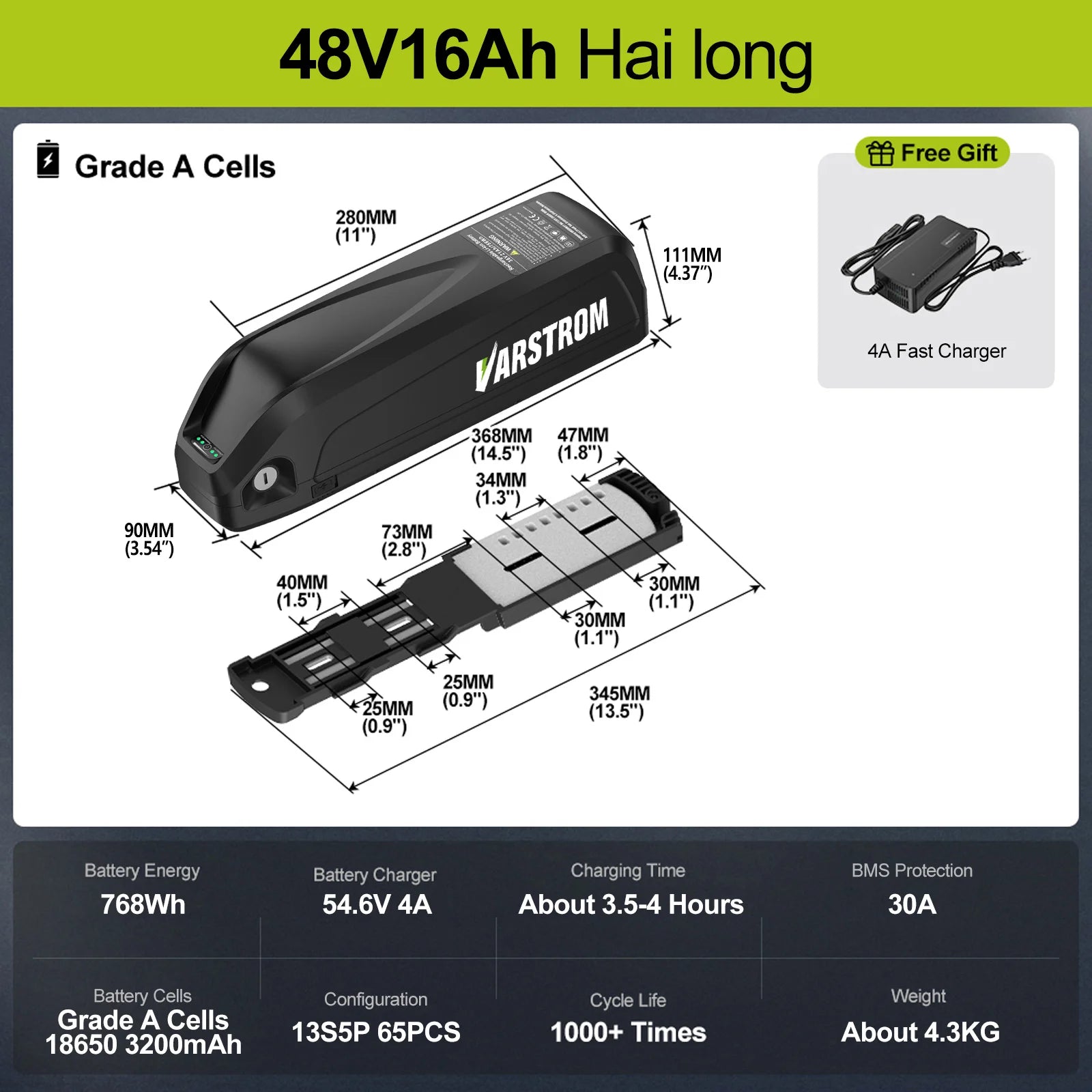 48V 16AH 30A BMS