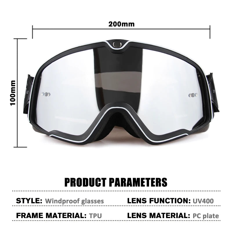 Retro Motorcycle Goggles Ski Glasses Sunglasses ATV Goggles Non-slip Belt AntiUV Cafe Racer Chopper Cycling Racing Free shipping