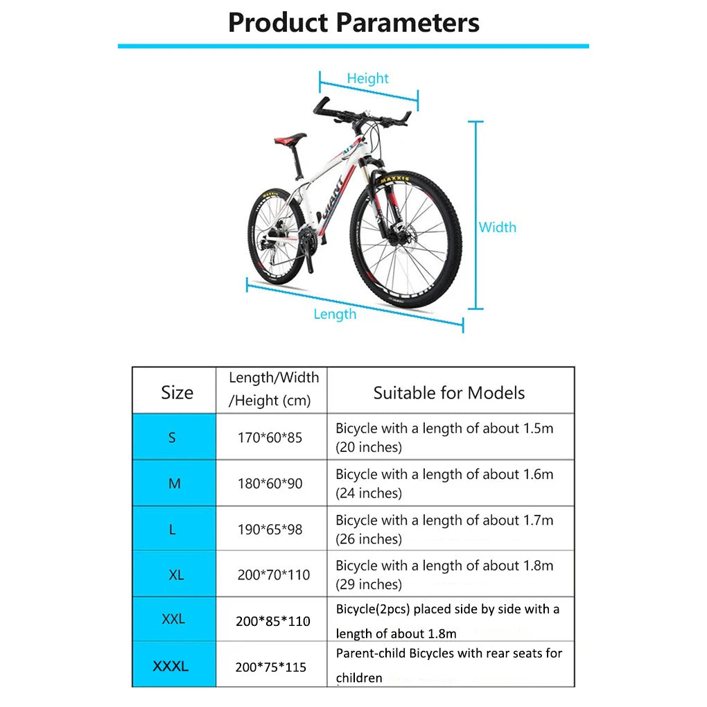 Waterproof Bike Cover Rain Dust Bicycle Cover Anti-UV Protection Bike Outdoor Rain Cover Size 5 S/M/L/XL/XXL With Lock Hole