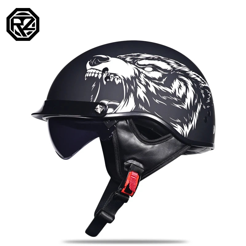 Vintage Half Face Motorcycle Helmet Casco Casque Moto Retro Helmets With Inner Sun Visor 6 China