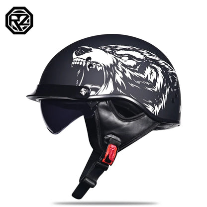 Vintage Half Face Motorcycle Helmet Casco Casque Moto Retro Helmets With Inner Sun Visor 6 China