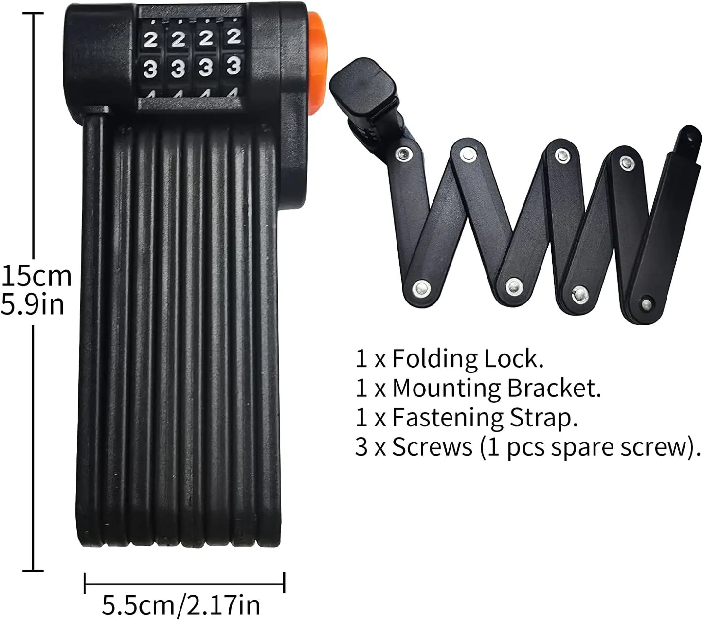 Folding Bike Lock - Heavy Duty Anti Theft Lock for Bicycles, Scooters, and Motorcycles