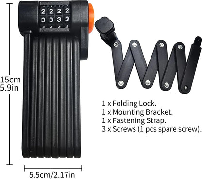 Folding Bike Lock - Heavy Duty Anti Theft Lock for Bicycles, Scooters, and Motorcycles