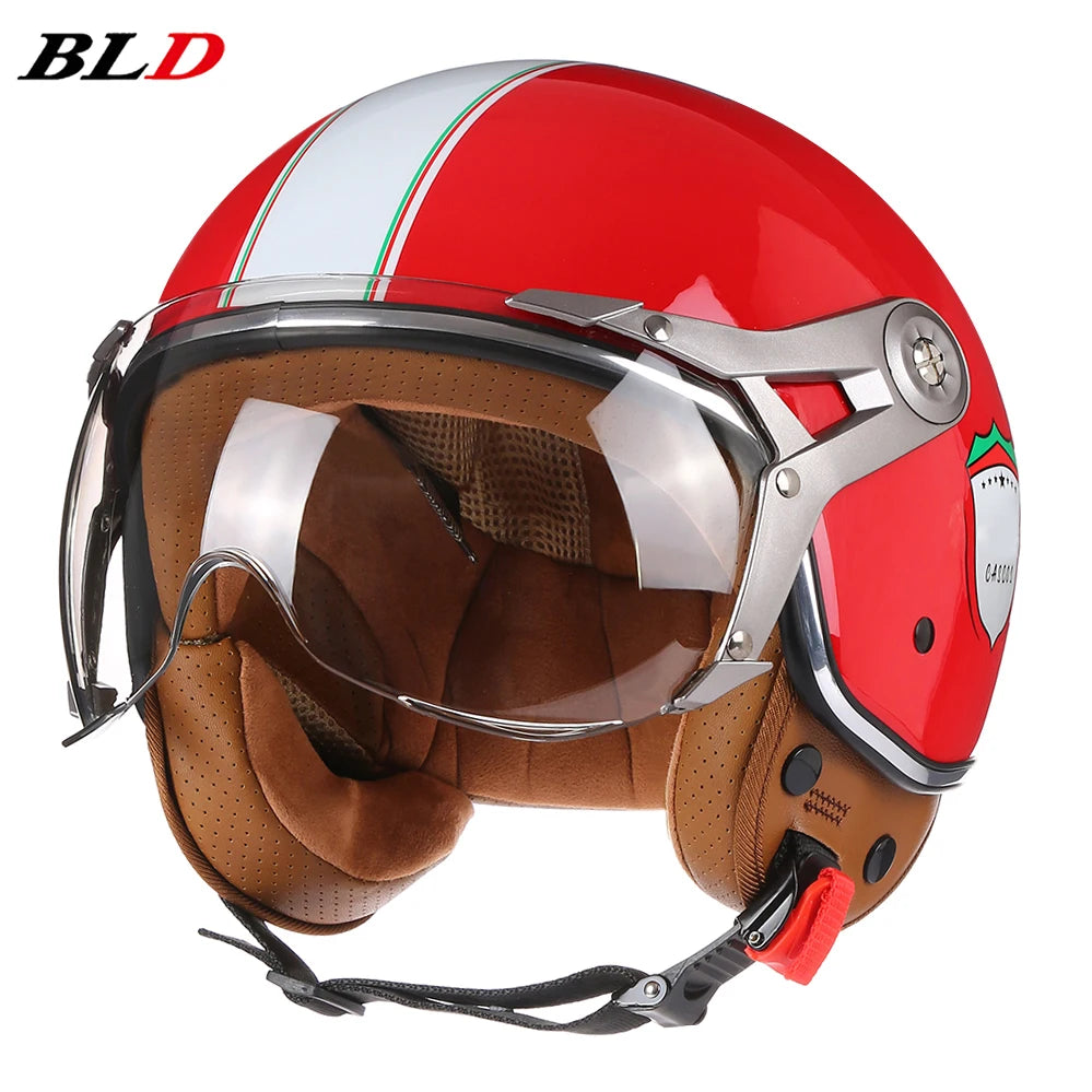 Motorcycle Helmet Jet with Visor Motorbike Riding 3/4 Open Half Helmet Retro Scooter