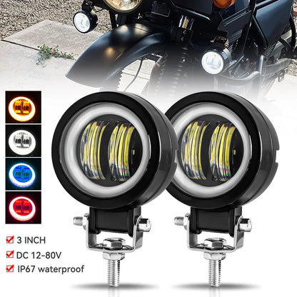 3INCH 20W Motorcycle LED Angel EyeWork Light Bar spot Lamp Offroad carBoat Truck SUv Pickup 12V 24V DrivingFog Lamp Headlight