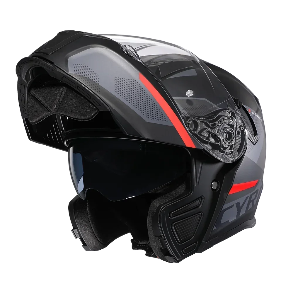 Motorcycle Helmet Dual Visor Modular Flip up Full Face Helmet for Adult Men and Women DOT Approved