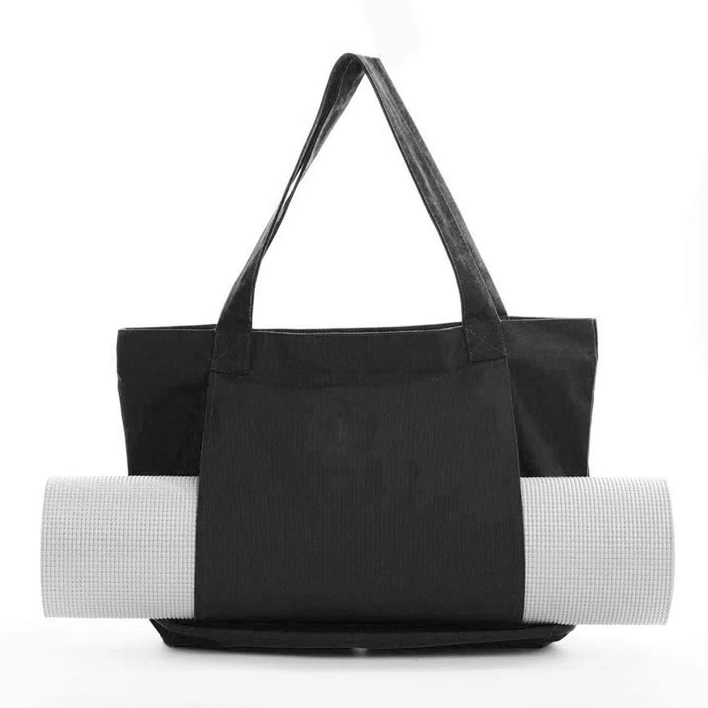 Yoga Pilates Cushion Bag Canvas Handbag Outdoor Exercise Equipment Travel Yoga Shoulder Bag Storage Bag black