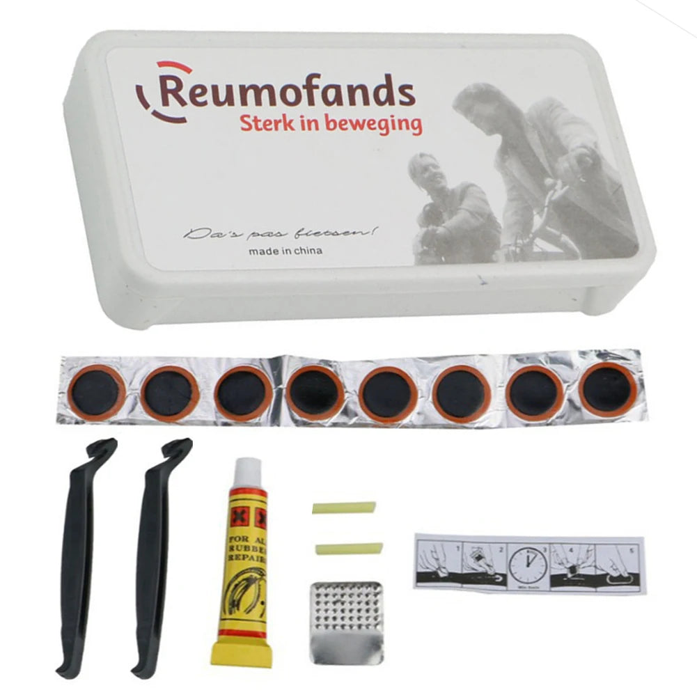 Bicycle Tire Repair Kit Cycling Flat Tyre Repair Rubber Patch Glue Lever Free Cold Patch Sealant Bike Inner Tube Repair Tool 1 set