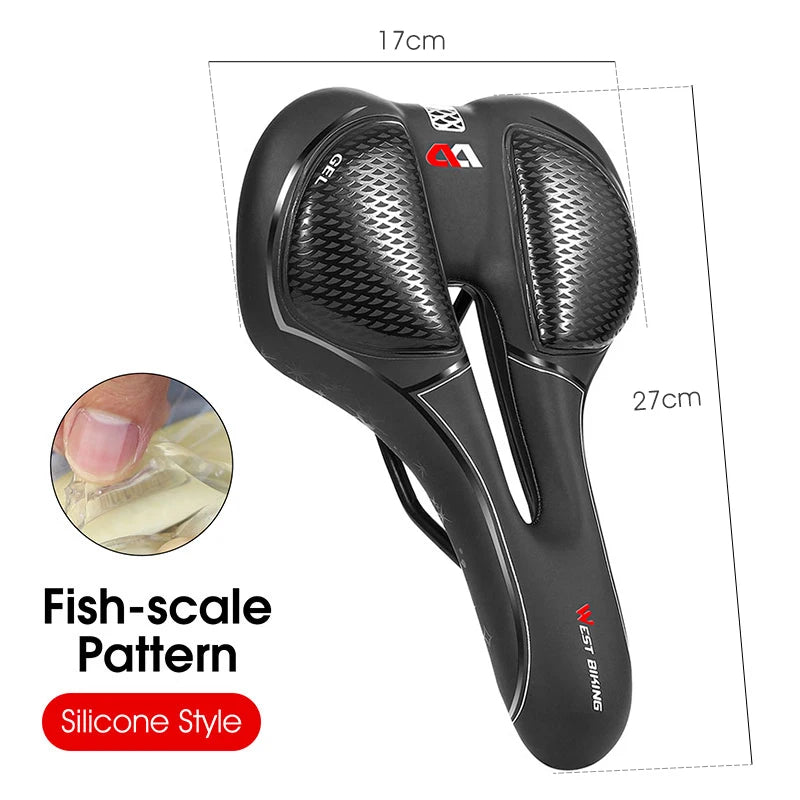 WEST BIKING MTB Bike Bicycle Saddle Rail Hollow Breathable Absorption Rainproof Soft Comfortable Sponge Casual Road Cycling Seat
