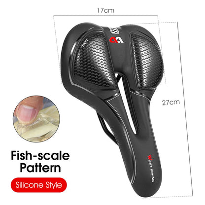 WEST BIKING MTB Bike Bicycle Saddle Rail Hollow Breathable Absorption Rainproof Soft Comfortable Sponge Casual Road Cycling Seat