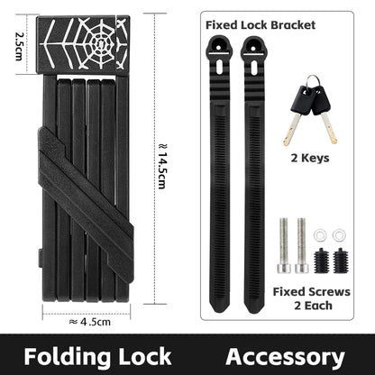 WEST BIKING Foldable Bike Lock 3 Key Strong Security Anti-theft Bicycle Lock Heavy Duty Chain Cable Padlock Motorcycle Lock