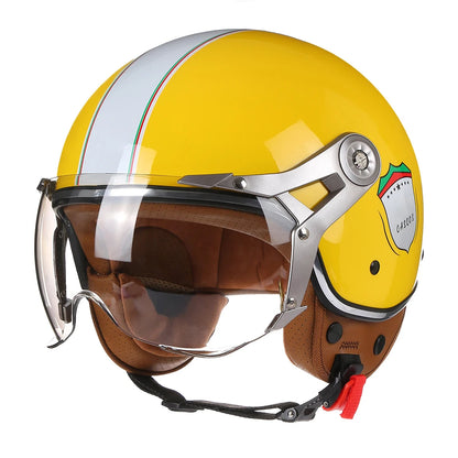 Motorcycle Helmet Jet with Visor Motorbike Riding 3/4 Open Half Helmet Retro Scooter