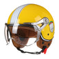 Motorcycle Helmet Jet with Visor Motorbike Riding 3/4 Open Half Helmet Retro Scooter 288 yellow shield