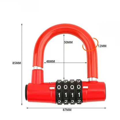 Useful 4 Digit Code Bicycle Security Lock U Shape Anti Theft Bicycle Lock Password Lock Bicycle Lock for Outdoor Riding Suppies
