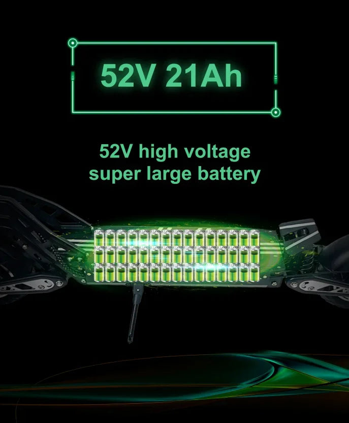   DT10 3300W Electric Scooter – 52V 21Ah Battery, Dual Suspension, Foldable Design