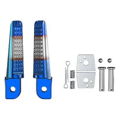 1 Pair Foot Peg Anti-Slip Foot Rests Pegs Aluminum Alloy Motorcycle Rear Footrests for Honda Phantom 150 CB190R for Yamaha Blue Silver CHINA