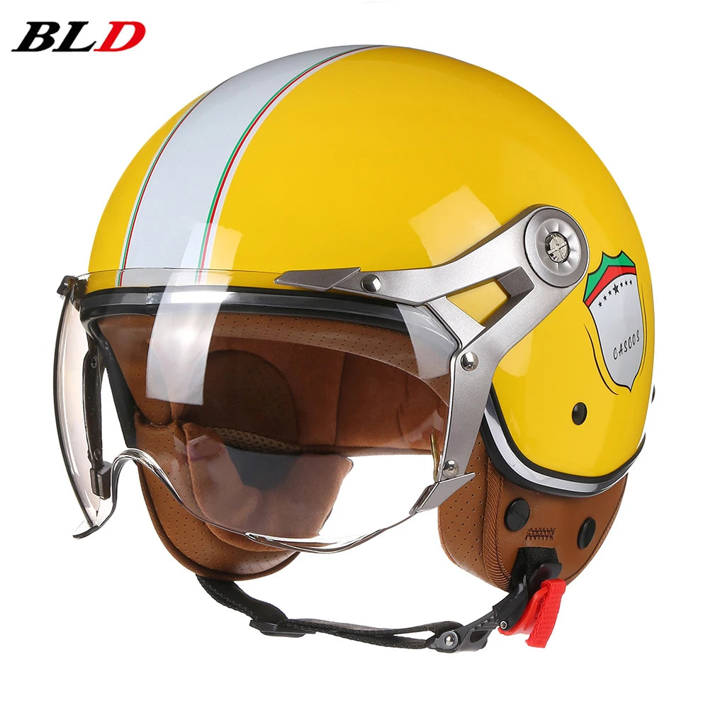 Motorcycle Helmet Jet with Visor Motorbike Riding 3/4 Open Half Helmet Retro Scooter
