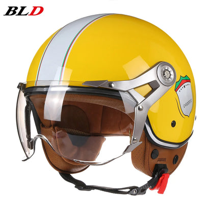 Motorcycle Helmet Jet with Visor Motorbike Riding 3/4 Open Half Helmet Retro Scooter