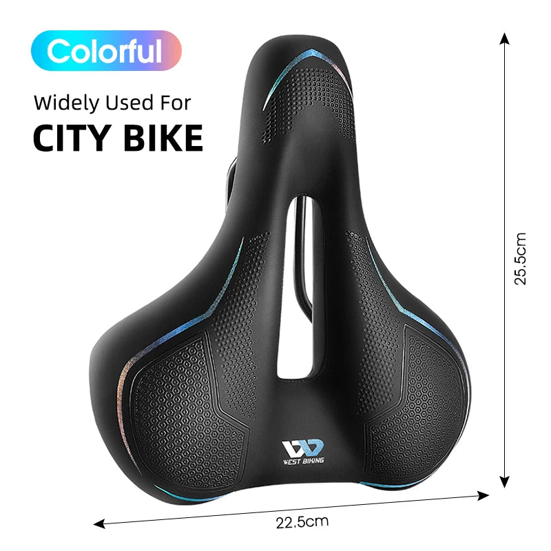 WEST BIKING MTB Bike Bicycle Saddle Rail Hollow Breathable Absorption Rainproof Soft Comfortable Sponge Casual Road Cycling Seat