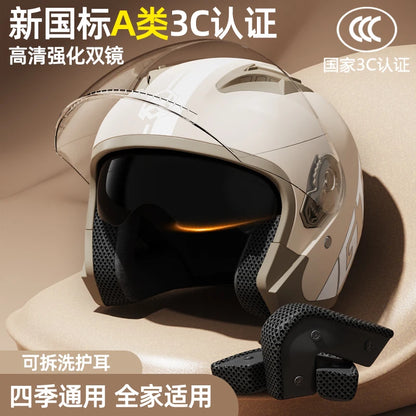 Electric Motorcycle Helmet Men'S Warm Winter Half Helmet Electric Scooter Man Women Four Season