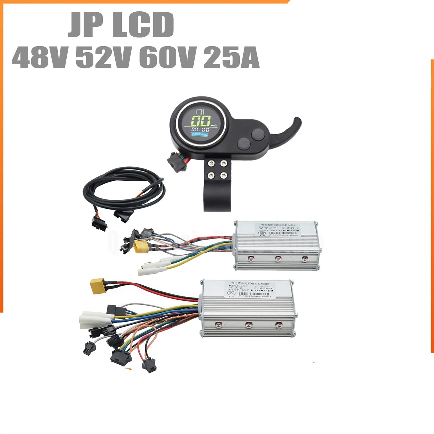JP 48V 52V 60V 25A 50A Lithium Brushless DC Brushless Motor Controller LCD Blue Screen Instrument Accelerator Code Meter