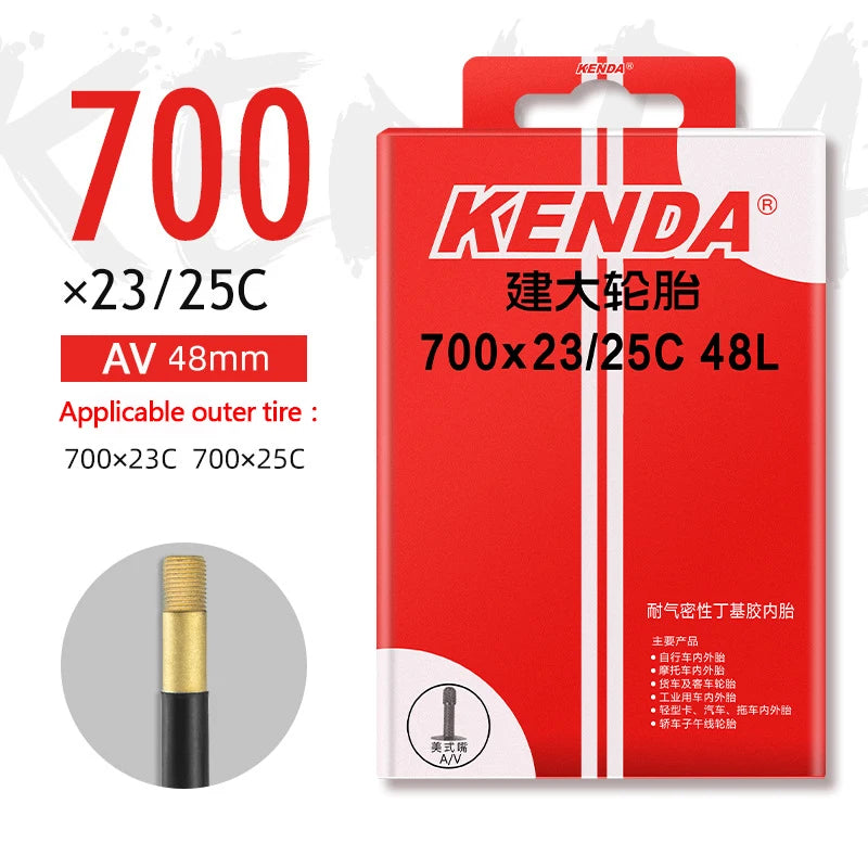 KENDA Bicycle Inner Tube 1PC 700C 23-25C 28-32C 35-43C Schrader Presta Butyl Rubber MTB Road Bike Tube Inner Tyre Bicycle Parts 700-23-25C-AV48L