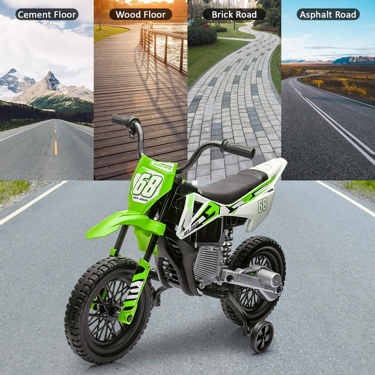 twist grip throttle and handlebar controls on children motorcycle