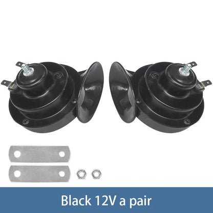 Modified Motorcycle 12V Snail Horn High-frequency Universal 300DB Horn Waterproof Car Electric Horn Black 12V pair