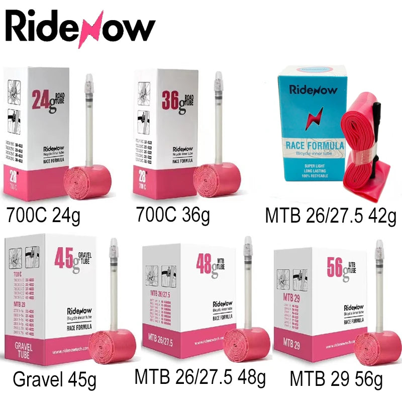 RideNow TPU Bicycle Inner Tube – Ultralight Tube for 700C/26"/27.5"/29" Wheels