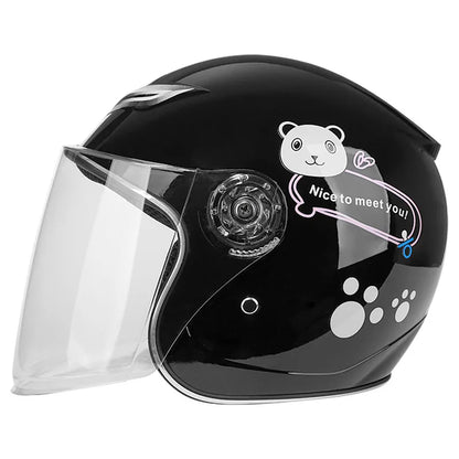 Motorcycle Electric Bike Children Cartoon Pattern Helmet Half Helmet Male Female Children Safety Helmet black China