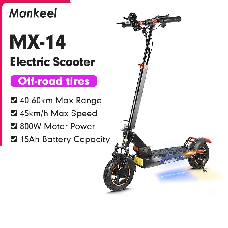   Mankeel MX-14 10" Off-road Tire Kick Electric Scooter - 48V 13Ah, 45km/h, Foldable E-Scooter for Adults