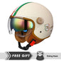 Double Lens Motorcycle Helmets Retro DOT 3/4 Open Half Face Helmet Dual Visor B CHINA