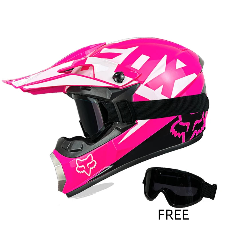 Off-Road Helmet DOT Certified - Motorcycle Motocross Helmet with Goggles, Removable Liner Pink FX China