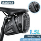 NEWBOLER Waterproof Bicycle Saddle Bag MTB Road Bike Saddlebags Reflective Striped Bicycle Tool Bag MTB Bike Bag Accessories BAG043-1.5L