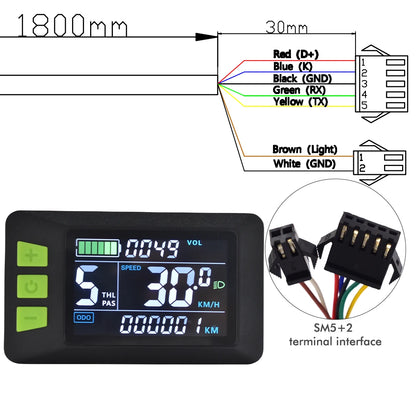 UART 2 P3C Electric Bike LCD Display Meter E Scooter LCD Panel With USB UART For Mountain Electric Bike Parts (5PIN)