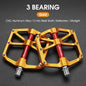 WEST BIKING CNC 3 Bearing Bicycle Pedals Ultralight BMX MTB Road Bike Pedals Non-slip Aluminum Alloy Reflective Cycling Parts Gold