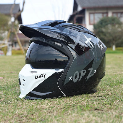 Motorcycle Helmet Men's and Women's Retro Street Fighter Combination Helmet Full Helmet Detachable Half Helmet