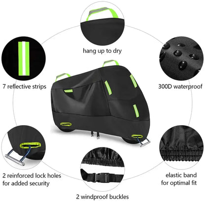 Motorcycle Cover Waterproof Outdoor Indoor Scooter Wear-resistant Fabric 210T Motorbike Cover All Season Dustproof UV Protective
