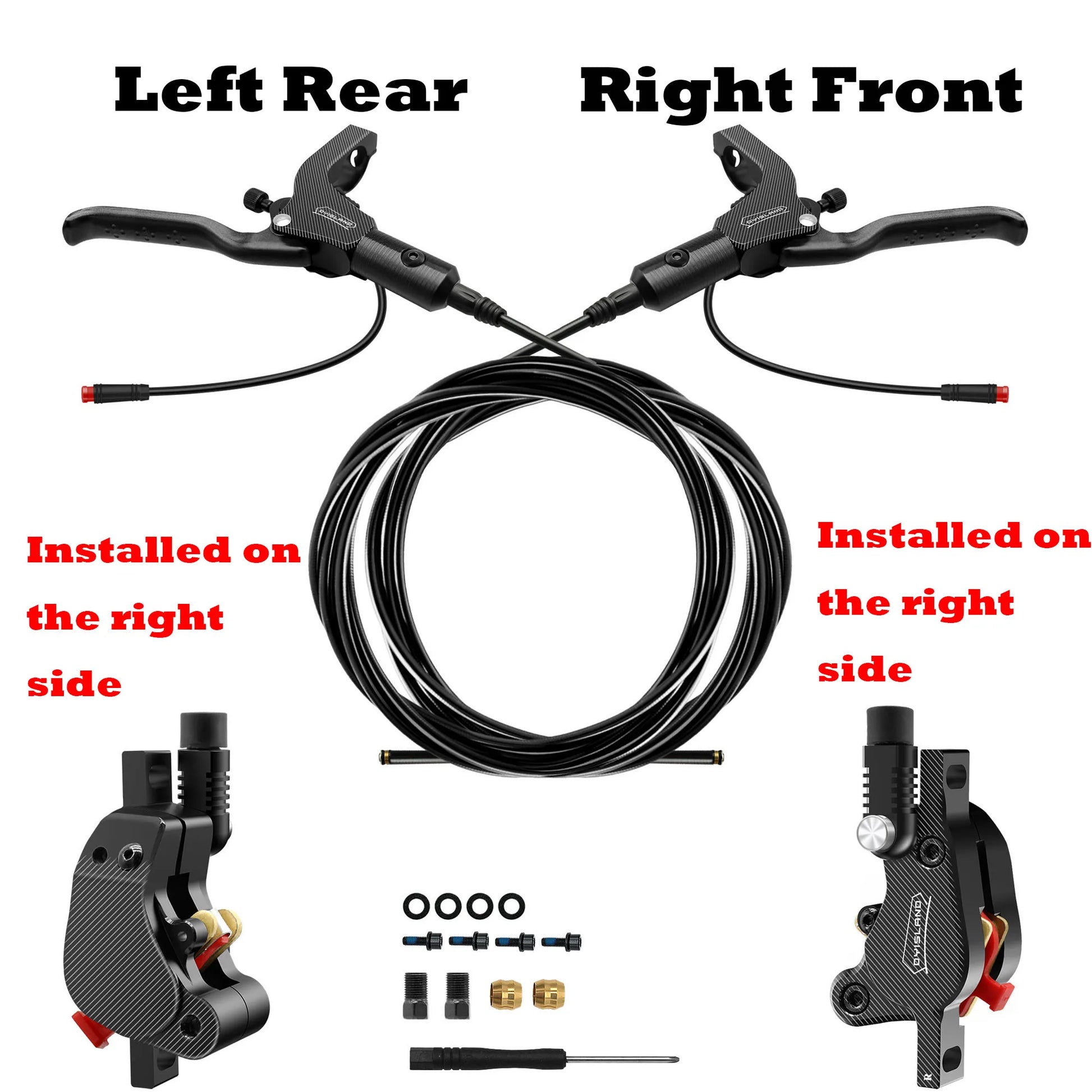 DYISLAND LD210 Electirc Scooter Hydraulic Disc Brake 2PIN Power Off E-Scooter Brake for Kukirin KUGOO Dualtron Kaabo Mantis Black-LRRF-RR