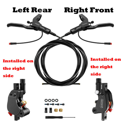 DYISLAND LD210 Electirc Scooter Hydraulic Disc Brake 2PIN Power Off E-Scooter Brake for Kukirin KUGOO Dualtron Kaabo Mantis Black-LRRF-RR