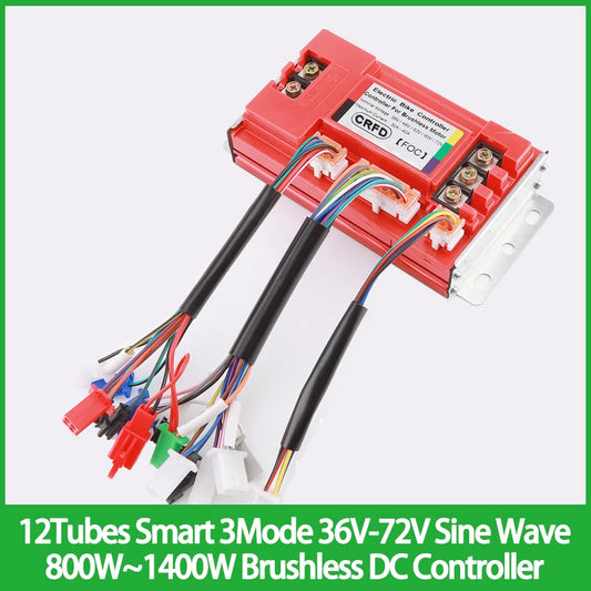 12Tubes Smart 3Mode 36V-72V Sine Wave 800W~1400W Brushless DC Controller for Electric Scooter Accessories