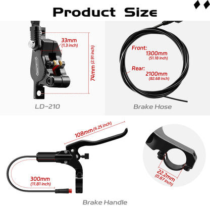 DYISLAND LD210 Electirc Scooter Hydraulic Disc Brake 2PIN Power Off E-Scooter Brake for Kukirin KUGOO Dualtron Kaabo Mantis