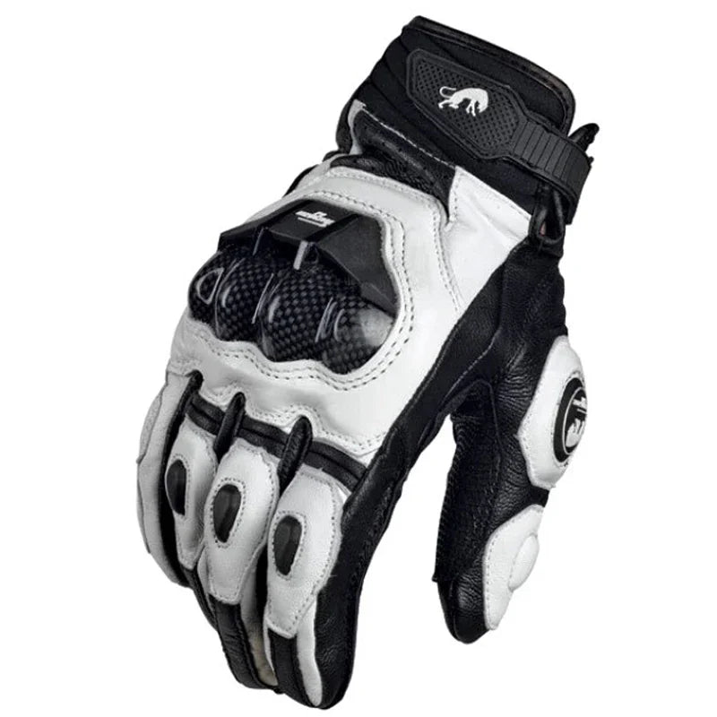 Motorcycle Leather Carbon Fiber Gloves - Windproof Protection for Riders