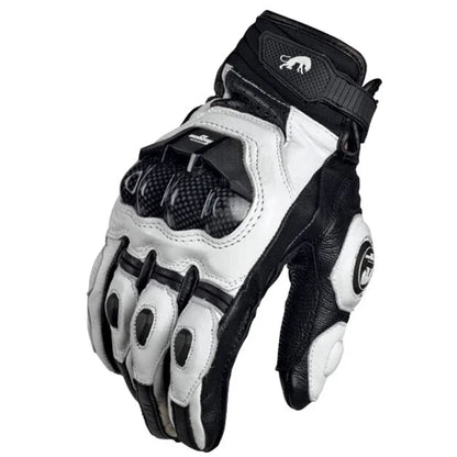 Motorcycle Leather Carbon Fiber Gloves - Windproof Protection for Riders