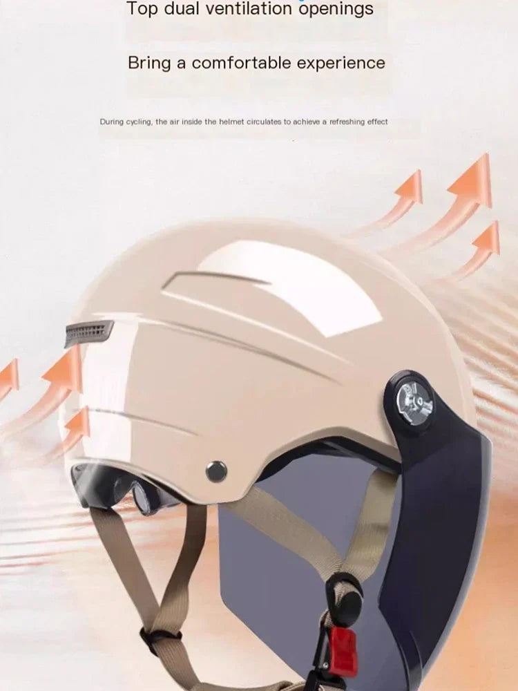 Top view of all-season riding helmet highlighting ventilation channels
