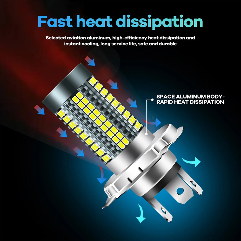 1PC P15D H4 BA20D Moto Headlight Bulbs 126LED White Hi Lo Beam 8000LM 12V 24V Daytime Running HeadLamp Motocycle Accessories