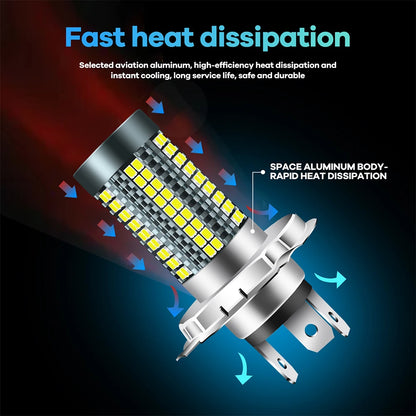 1PC P15D H4 BA20D Moto Headlight Bulbs 126LED White Hi Lo Beam 8000LM 12V 24V Daytime Running HeadLamp Motocycle Accessories