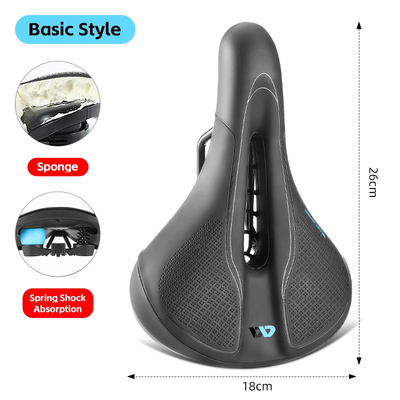 WEST BIKING Thicken Bicycle Saddle Comfortable Shockproof Cycling Seat Hollow Non-slip Soft Cushion Travel MTB Road Bike Saddle