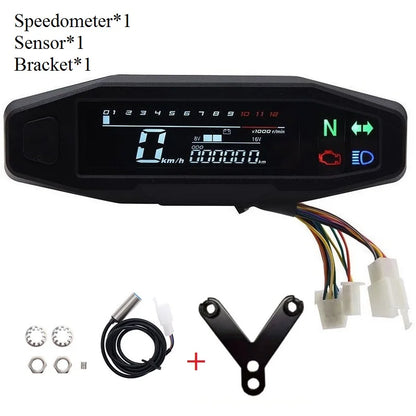 Universal Digital Motorcycle Speedometer Oil Gauge Tachometer Meters Instrument Cluster Turn Signal Light Indicator